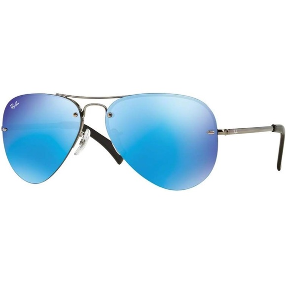 Ray-Ban Accessories - RAY-BAN Aviator Sunglasses Gunmetal Light Green Mirror Blue NEW IN BOX